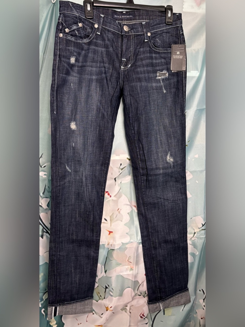 VTG NWT Rock & Republic Berlin Malin Low Rise Skinny Studded Bling Jeans 30